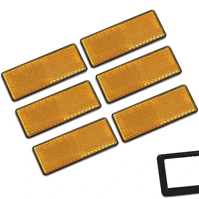 Afbeelding van AOHEWEI Reflectoren voor aanhangers, zelfklevend, rechthoekig, reflectoren, veiligheid achteraan, reflecterend, hek, palen, aanhanger, caravan, ECE goedkeuring, 6 stuks, geel
