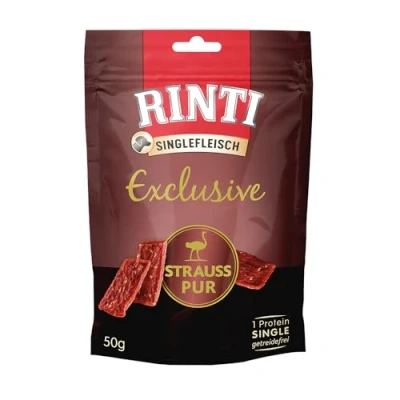 Afbeelding van RINTI Singlevlees Exclusive Snack 50 g Struisvogel Puur