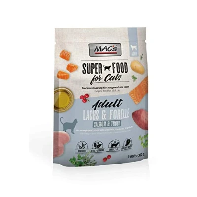 Afbeelding van MAC&#039;s Superfood Kattenvoer Droogvoer Zalm &amp; Forel 300g Kattenbrokken