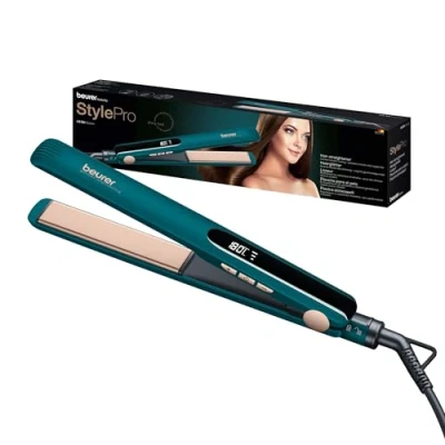 Afbeelding van Beurer HS 50 Ocean Stijltang Haarstyler Ionen technologie Keramische keratine coating Afgeronde verende platen 360 C draaibare kabel Snelle opwarming Variabele temperatuurinstelling LED display 3 Jaar garantie