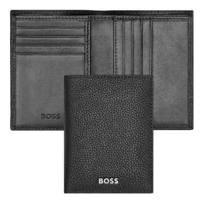 Afbeelding van HUGO BOSS Leren Kaarthoes Classic Grained Card Case Black Zwart