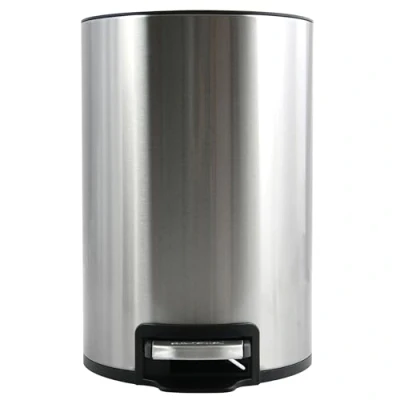 Afbeelding van Spirella Cosmetica emmer 5 liter roestvrij staal met softclosemechanisme en binnenemmer Riku badkamer vuilnisbak Softclose afvalemmer zilver