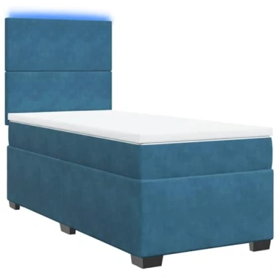 Afbeelding van vidaXL Boxspring met matras fluweel blauw 90x190 cm