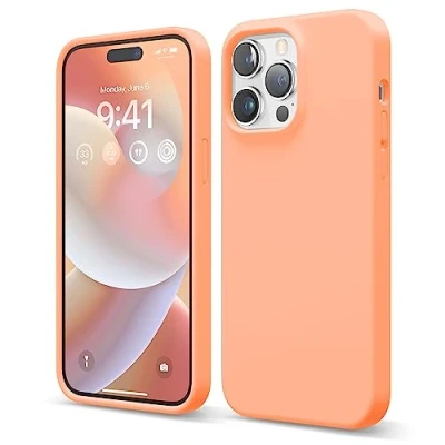 Afbeelding van Elago 3 laags schokbestendige vloeibare siliconen softcase met microvezel voering voor iPhone 14 Pro Max (6,7 inch) Zalm