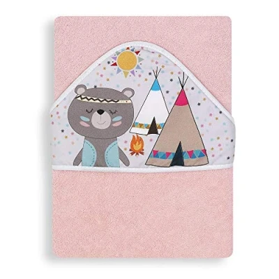 Afbeelding van Interbaby Badcape Indianenbeer Junior 100 Cm Katoen Roze