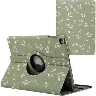 Afbeelding van iMoshion Tablet Hoes Geschikt voor iPad 5 (2017) 9.7 inch / 6 (2018) 360 Draaibare Design Bookcase 2.0 Groen /Green Flowers