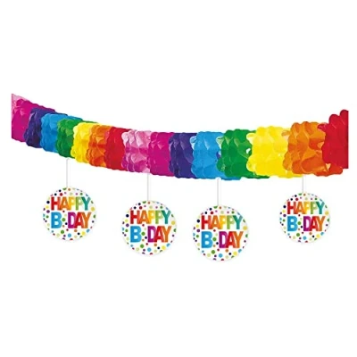 Afbeelding van Folat Happy Bday Stippen Slinger met Onderhanger 4 meter