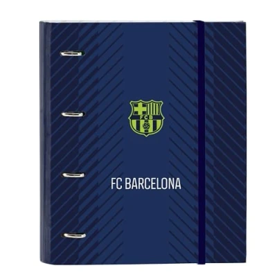 Afbeelding van Safta F.C. BARCELONA NAVY BLUE Classeur 4 anneaux de 35 cm avec 100 feuilles A4, idéal pour enfants différents âges, confortable et polyvalent, qualité résistance, 27 x 3,5 32 cm, bleu marine,