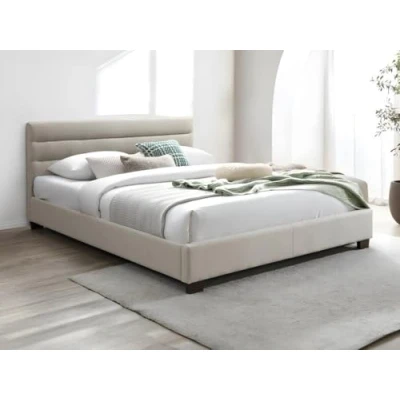 Afbeelding van Vente unique Bed 140 x 190 cm Stof Beige FAUSTIN L 145 H 89 D 205.5