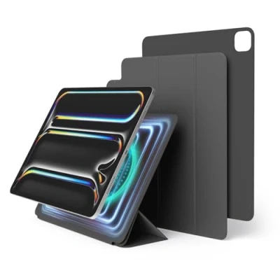 Afbeelding van elago Magnetische beschermhoes voor iPad Pro 13 inch (M4) Achterplaat kan aan metalen materialen worden bevestigd, slaap /waakfunctie, compatibel met Apple Pencil 2 (donkergrijs)