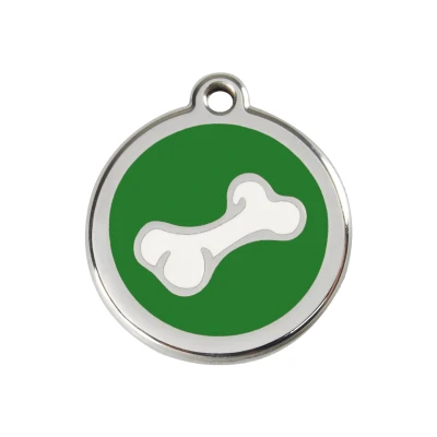 Afbeelding van Comic Bone Green roestvrijstalen hondenpenning medium/gemiddeld dia. 3 cm RedDingo