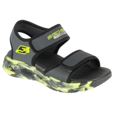 Afbeelding van Skechers SOLA GLOW Sandalen charcoal/silvercoloured/lime trim voor kinderen, Maat: 37, Charcoal/silver coloured/lime Kunststof