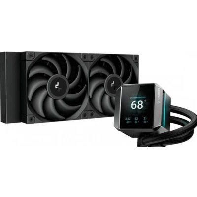 Afbeelding van DeepCool Mystique 240 Vloeistofkoelsysteem processor afmeting radiator: mm 2.8&quot; TFT LCD scherm voor: Intel LGA: 115x, 1700, 1200 AMD AM5, AM4 2x 120 Fans zwart