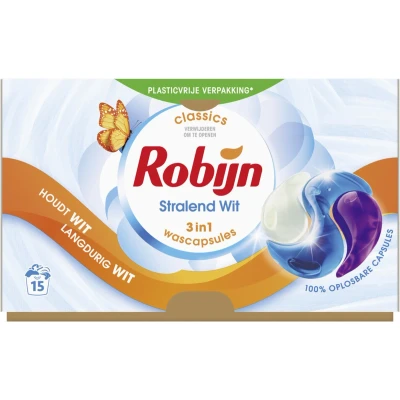 Afbeelding van Robijn Wascapsules 3 in 1 Stralend Wit 15 stuks