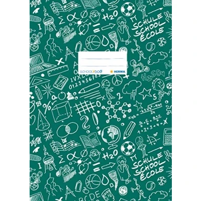 Image de HERMA Schoolydoo 19406 Lot de 10 protège cahiers A4, verts, avec étiquette d&#039;identification, en film polypropylène résistant et facile à nettoyer, pour d&#039;école, colorés