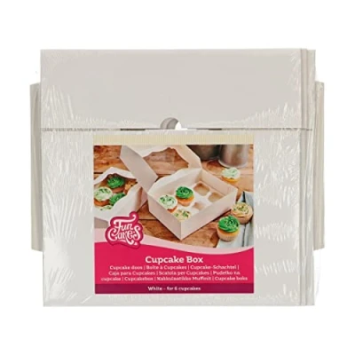 Afbeelding van FunCakes Cupcake Doos voor 6 Cupcakes of Muffins Taartdozen Wit 3 Stuks
