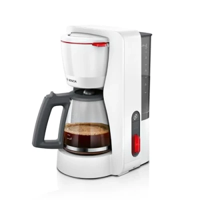 Image de Cafetiere Filtre Bosch Tka3M131 Mymoment Blanche Verseuse Verre Fonction Aroma Plus Maintien Au Chaud Jusqu&#039;A 60 Min