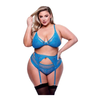 Afbeelding van Queen Size Mesh Lingerie Set Blauw