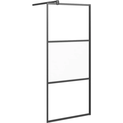 Afbeelding van Inloopdouchewand 90x195 cm halfmat ESG glas zwart