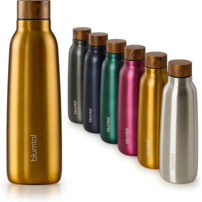 Afbeelding van Blumtal Thermosfles Ray Lekvrije thermosbeker van RVS Onbreekbaar 500 ml Metallic Spicy mustard Geel
