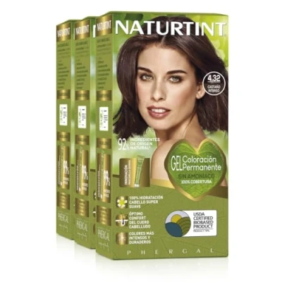 Afbeelding van Naturtint Biobased Ammoniakvrije kleuring 100% dekking van wit haar Plantaardige ingrediënten Natuurlijke en langdurige kleur 4,32 Intens Kastanjebruin 3 stuks