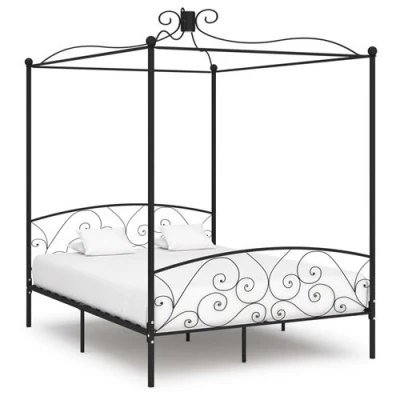 Afbeelding van Hemelbedframe metaal zwart 180x200 cm