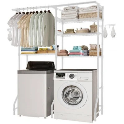 Image de VEVOR Étagère de rangement pour lave linge et sèche à 6 niveaux blanc