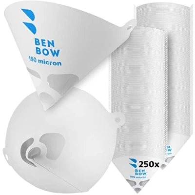Afbeelding van BenBow 250 stuks wegwerpverffilters 190µ papier met nylonweefsel voor het filteren van verf en tegen verontreinigingen