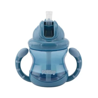Afbeelding van Nuby Flip It antilekbeker met handvatten 2 pack Blauw 240ml 12m+