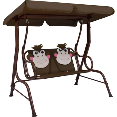 Afbeelding van Kinderschommelbank 115x75x110 cm stof bruin