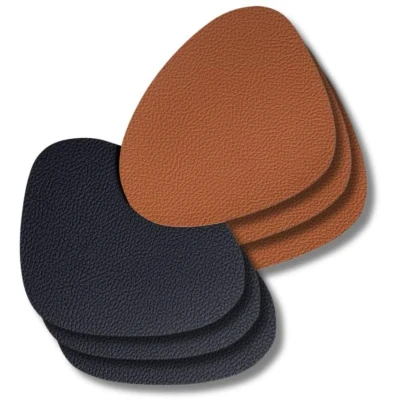 Afbeelding van Cookinglife Onderzetters Vegan leer Zwart / Cognac Organic dubbelzijdig 13 x 11 cm 6 stuks