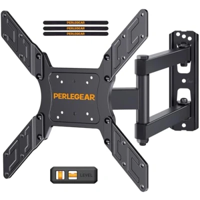 Afbeelding van Perlegear TV Muurbeugel, Draaibaar Kantelbaar Uitschuifbaar Beugel bevestiging Past op 26 55 Inch Vlakke en Curved tot 45 kg, max. VESA 400x400mm