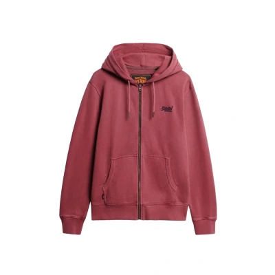 Afbeelding van Superdry Sweater met rits, Heren, Maat: Small, Washed rich burgandy