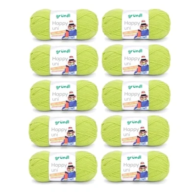 Afbeelding van Gründl Happy uni Brei en haakgaren, 100% polyacryl, anti pilling, 100 g/250 m, naalddikte 4 5, 10 x g, limoen