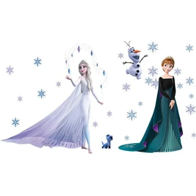 Afbeelding van Kibi Set van 2 muurstickers Frozen Elsa en Anna Voor kinderkamer, woonkamer, afneembaar