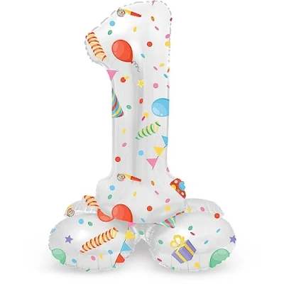 Afbeelding van Folat BV Staande Folieballon Joyful Party Cijfer 1 72cm