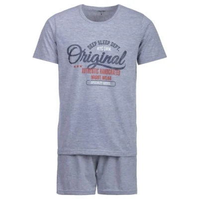 Afbeelding van Henry Terre Pyjamaset voor heren, 2 delig, Shorty, origineel, authentiek, nachtkleding, grote maat, katoen, Antraciet