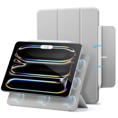 Afbeelding van ESR iPad Pro hoes 11 inch (2024), sterke magnetische bevestiging, slanke drievoudige standaard, ondersteunt Apple Pencil en (USB C), automatische slaap/wake, duurzame bescherming, serie