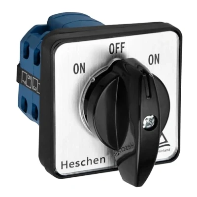 Afbeelding van Heschen Universele draaischakelaar voor nokkenselector, SZW26 20/B202.2, ON OFF ON, momentane type, 660 V 20 A, 3 posities, 2 fasen, 8 klemmen, CE