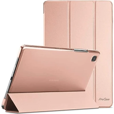 Afbeelding van ProCase Hoes voor Galaxy Tab A8 Case 10,5 inch 2021 (SM X200 SM X205), Trifold Hoesje Beschermhoes Smart Folio Cover met Translucent Back Shell (Rosegold)