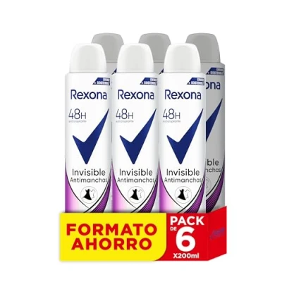 Afbeelding van Rexona Originele 48h Invisible Black &amp; White anti transpirant deodorant spray voor dames, 200 ml x 6