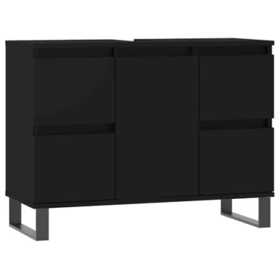 Image de vidaXL Armoire de salle bain noir 80x33x60 cm bois d&#039;ingénierie831621