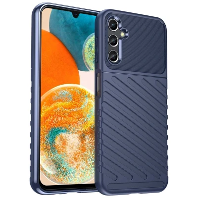 Afbeelding van iMoshion Hoesje Geschikt voor Samsung Galaxy A14 (5G) / (4G) Siliconen Rugged Shield Backcover Donkerblauw
