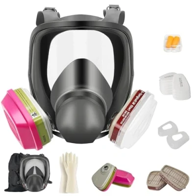 Afbeelding van Sumeber 19 in 1 compleet pak, herbruikbaar ademmasker, volledig gasmasker met filter, industrieel stofmasker voor spuiten, schuren, zure gassen, vocht