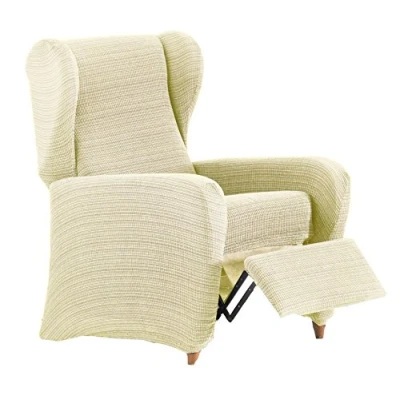 Afbeelding van Eysa Aquiles elastische banksprei relaxstoel kleur 00 ecru, polyester katoen, 37 x 29 5 cm