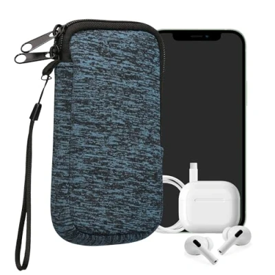Afbeelding van kwmobile telefoontasje universeel geschikt voor M 5,5&quot; smartphones 15,2 x 8,3 cm Hoesje met rits en polslusje In deep ocean / zwart