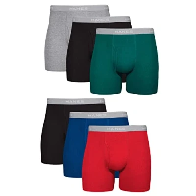 Afbeelding van Hanes Set van 6 boxershorts zonder etiket voor heren, nauwsluitende heren (6 stuks), gesorteerd