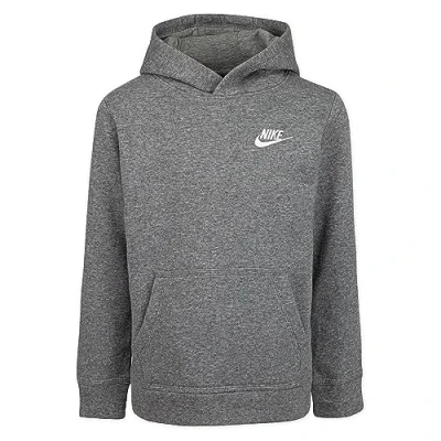 Afbeelding van Nike Kids Club Hoodie Younger Overhead Hooded Fleece Sweatshirt Top Heather Grey 86F322 GEH New, grijs.