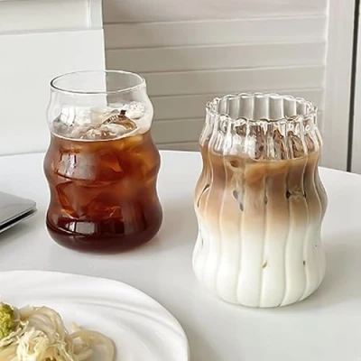 Afbeelding van YIDM Set van 2 koffiekopjes transparant glas, voor thee, melk, whisky, koffiebar, accessoires, 530 ml
