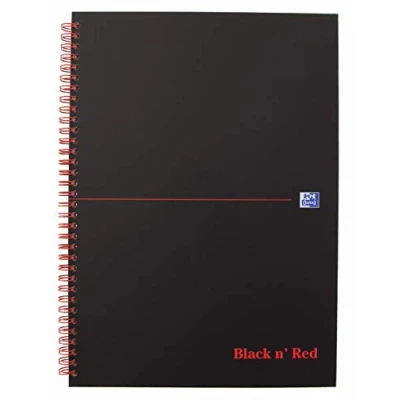 Afbeelding van Oxford Black N&#039; Red Spiraalblok Karton, 140 Bladzijden Ft A4, Gelijnd Spiraalschrift